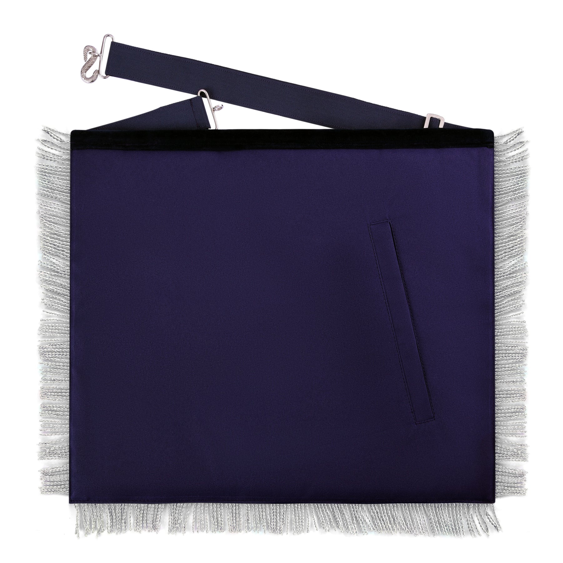 Assistant Secretary Blue Lodge Officer Apron - Dark Blue With Silver Hand Embroidery Bullion - Bricks Masons