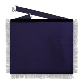 Assistant Secretary Blue Lodge Officer Apron - Dark Blue With Silver Hand Embroidery Bullion - Bricks Masons