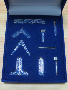 Blue Lodge Miniature Working Tools Set - Metal With A Velvet Box - Bricks Masons