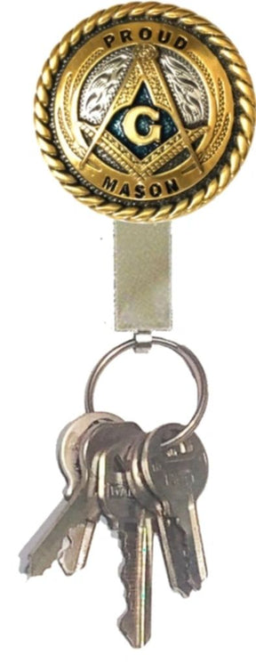 Master Mason Blue Lodge Pocket Key Holder - Proud Mason Gold & Blue - Bricks Masons