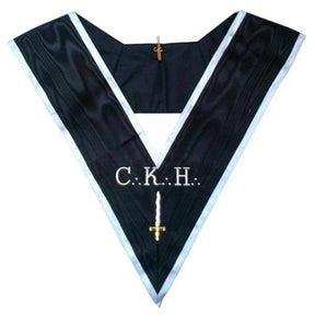 Deuxième Grand Juge 30th Degree French Collar - Black Moire with White Borders - Bricks Masons