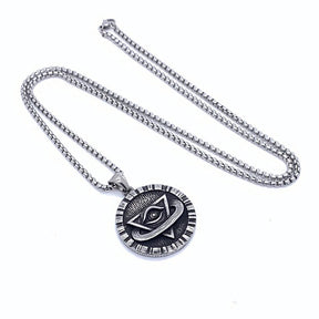 Eye Of Providence Pendant - 316L Stainless Steel Round Shape - Bricks Masons