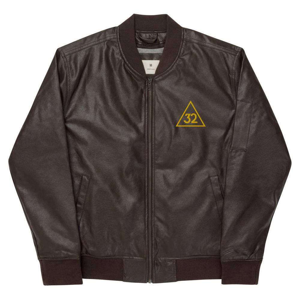 32nd Degree Scottish Rite Jacket - Leather Golden Embroidery