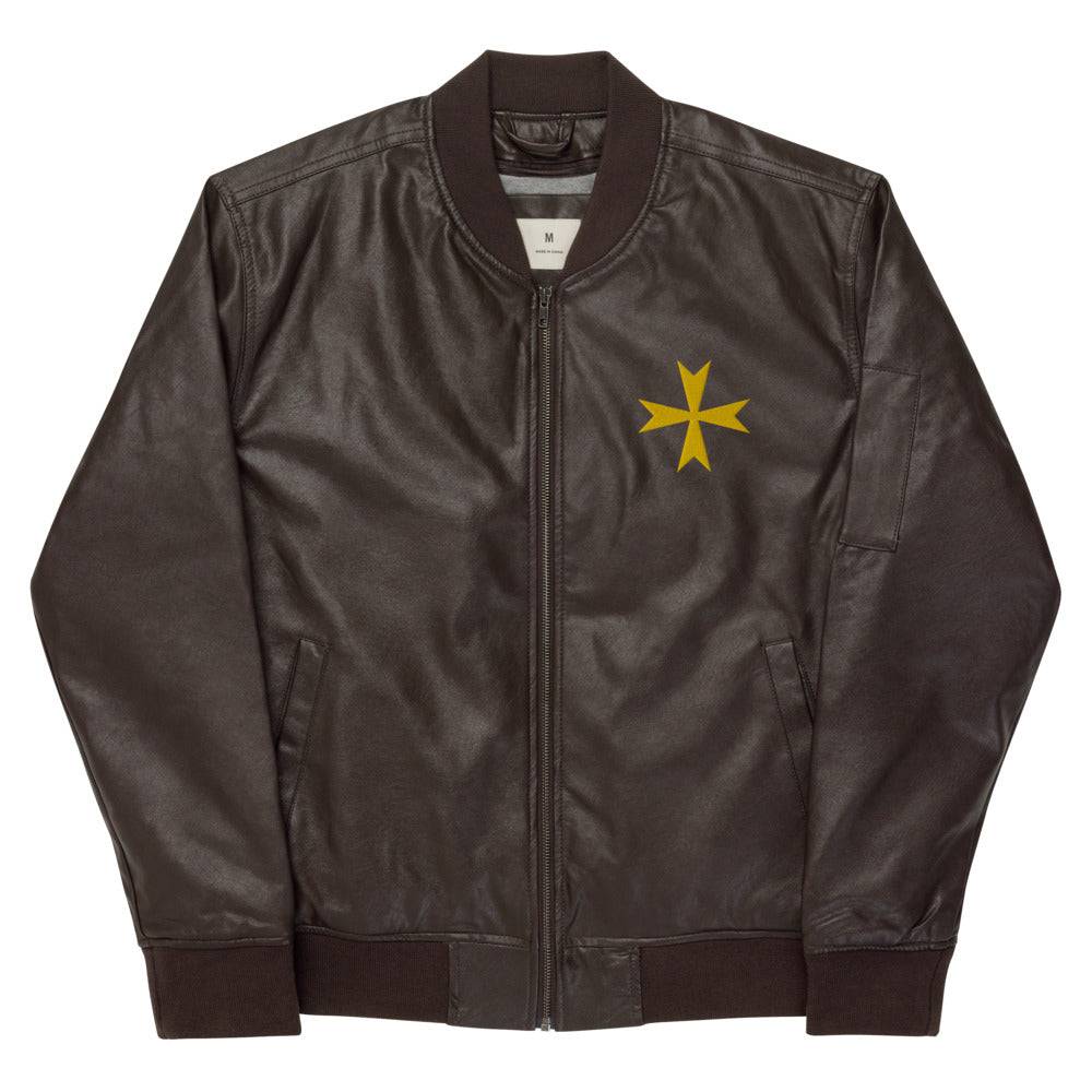 Order Of Malta Commandery Jacket - Leather Golden Embroidery