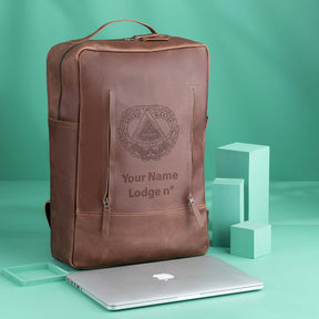 Grand Master Blue Lodge Backpack - Genuine Brown Leather - Bricks Masons