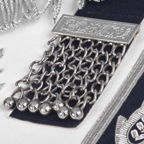 Grand Past Master Blue Lodge Apron - Blue Velvet With Silver Rayon Fringe - Bricks Masons