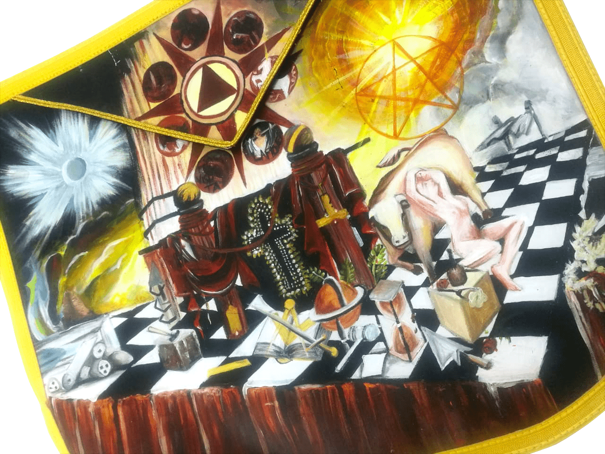 Hand-Painted Apron - Lambskin Customized - Bricks Masons