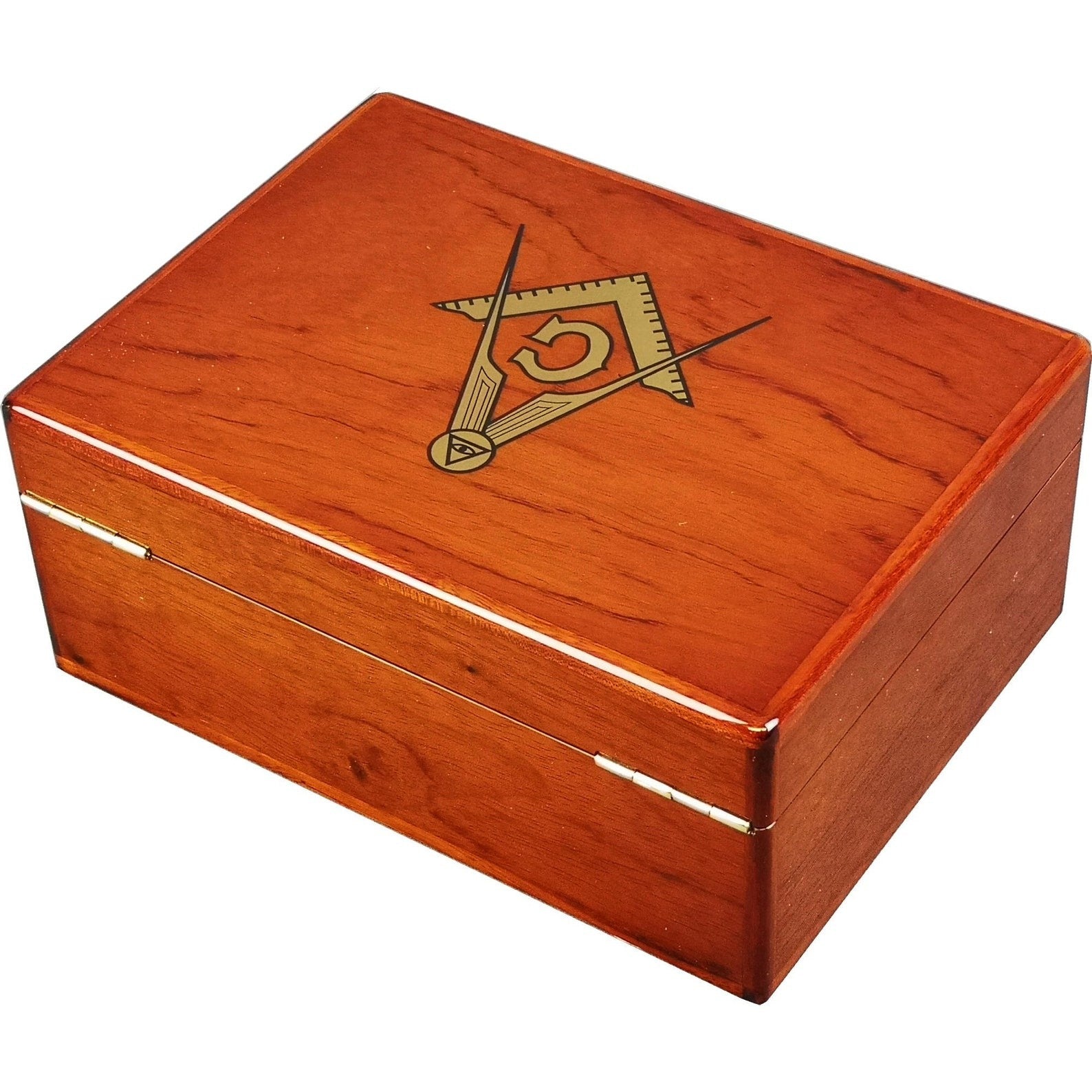Master Mason Blue Lodge Jewelry Box - Rosewood & Soft Suede With Lock - Bricks Masons