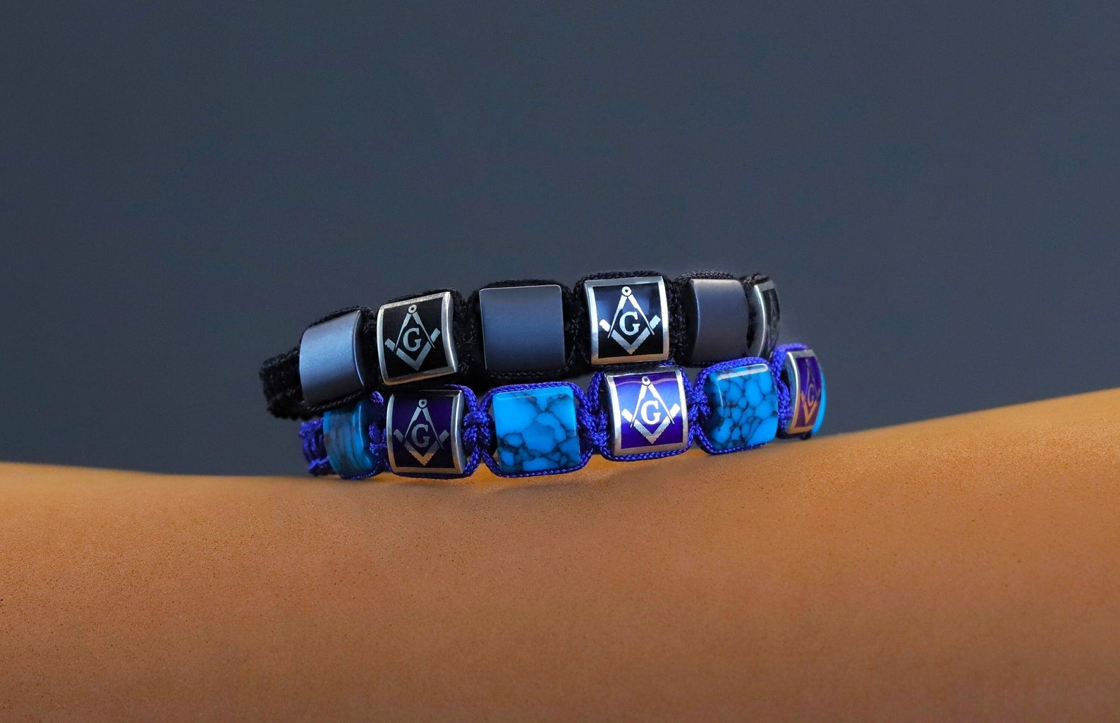 Master Mason Blue Lodge Bracelet - Handcrafted Blue & Black Enamel - Bricks Masons