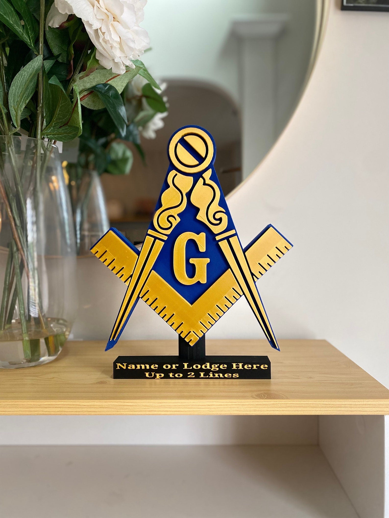 Master Mason Blue Lodge Desk Sign - Personalizable 11” 3D Freemasonry Masonic Crest