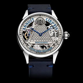Eye Of Providence Wristwatch - Annuit Coeptis & Pyramid Silver Skeleton - Bricks Masons