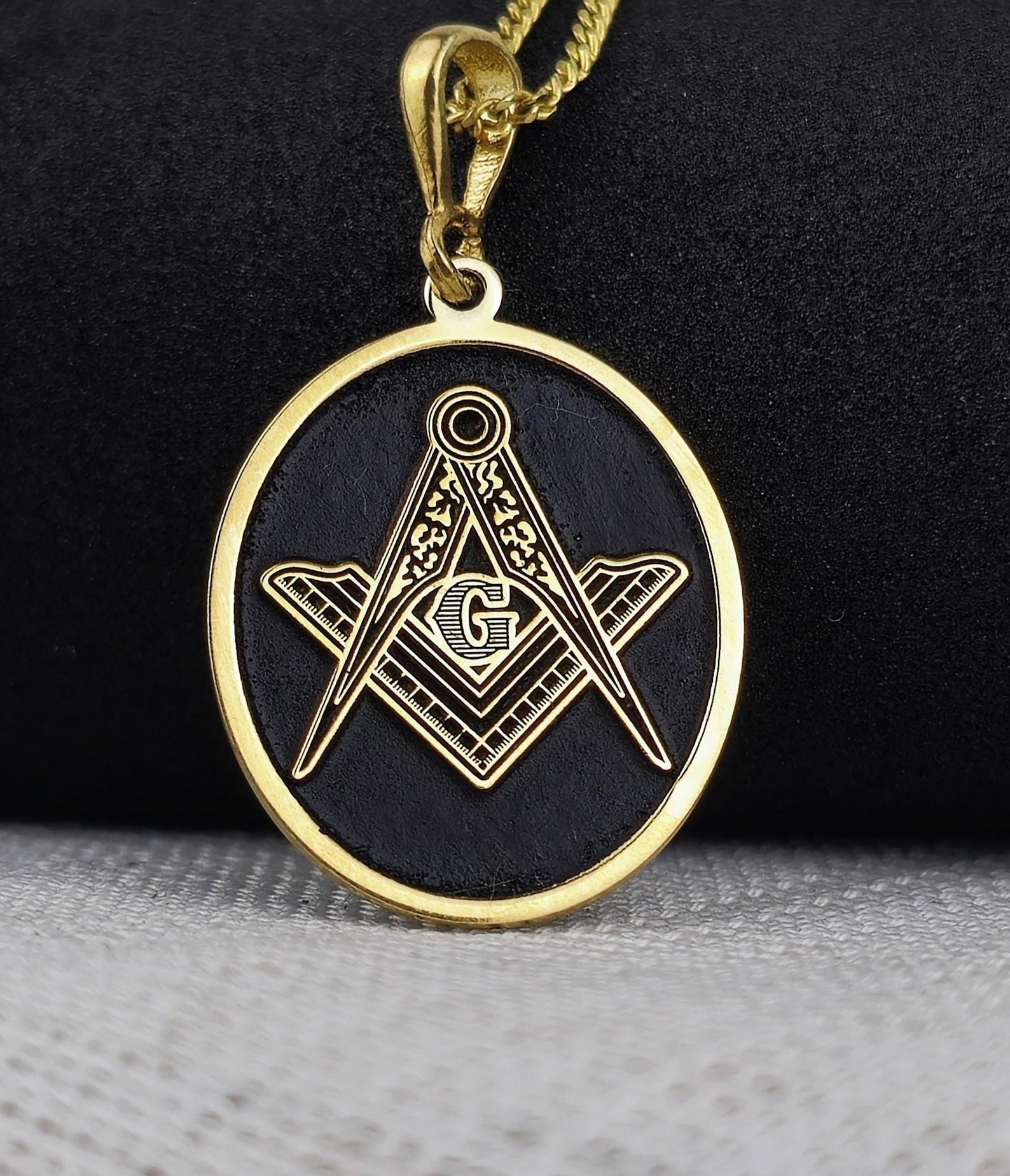 Master Mason Blue Lodge Necklace - Square & Compass G Various Sizes - Bricks Masons