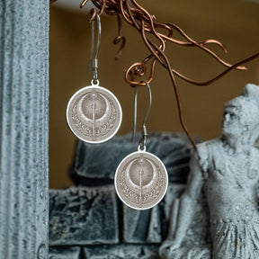 Masonic Earrings - Shriners Crescent Sword With Customization - Bricks Masons