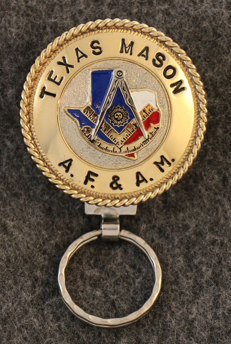 Past Master Blue Lodge Keychain - Square & Compass with Quadrant Texas Mason State - Bricks Masons