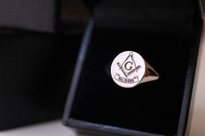 Master Mason Blue Lodge Ring - Solid Gold Customized Lodge Number - Bricks Masons