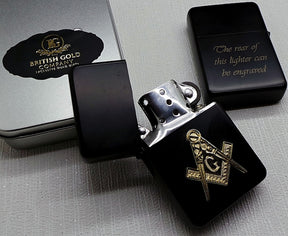Master Mason Blue Lodge Lighter - Personalised Engraving & Case - Bricks Masons