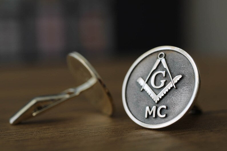 Master Mason Blue Lodge Cufflinks - Personalized with Initials - Bricks Masons