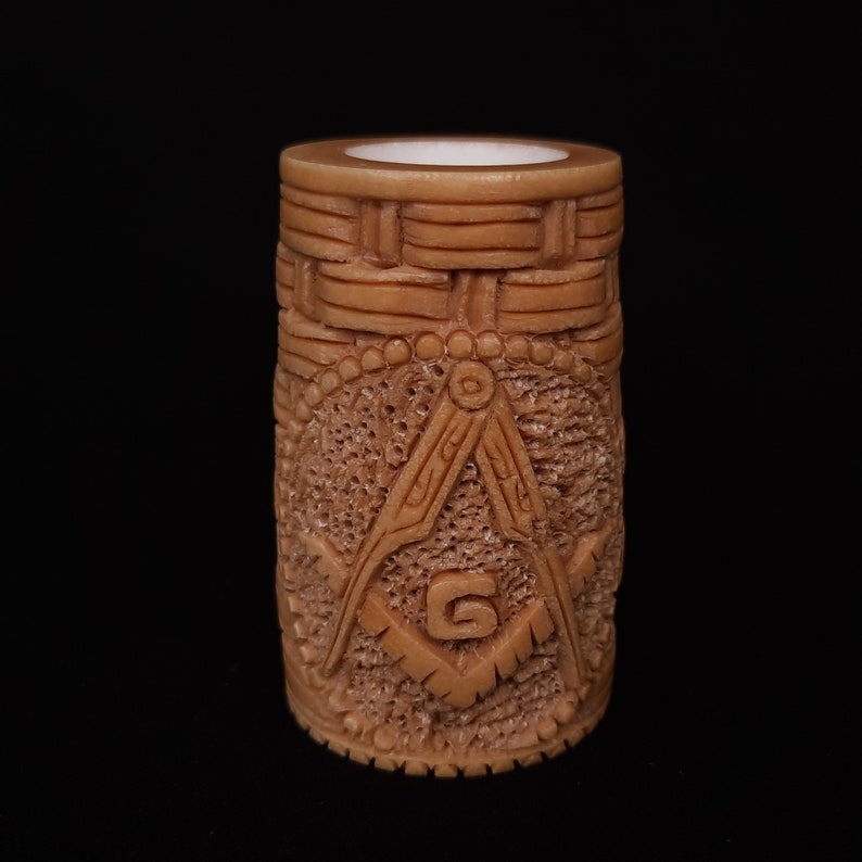 Master Mason Blue Lodge Meerschaum Pipe - Square and Compass G Gavel Shape - Bricks Masons