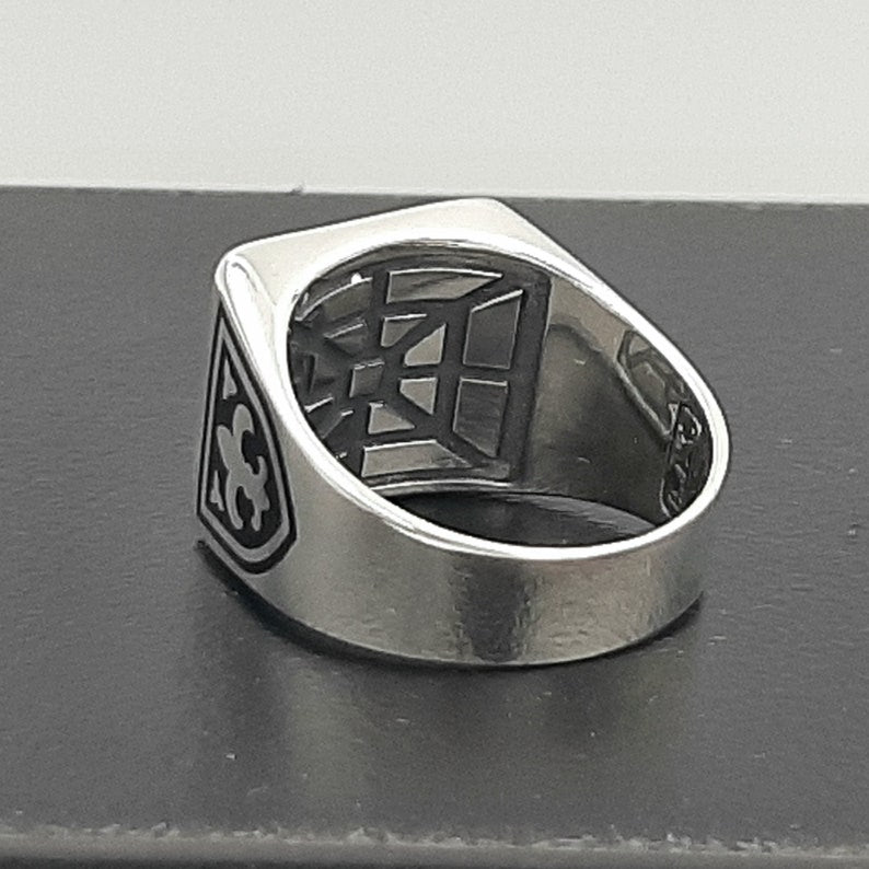 Order Of Malta Ring - Black Sterling Silver-Black Templar cross ring - Bricks Masons