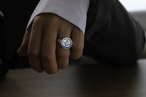 Master Mason Blue Lodge Ring - Silver Blue Enamel 925 Sterling Silver - Bricks Masons