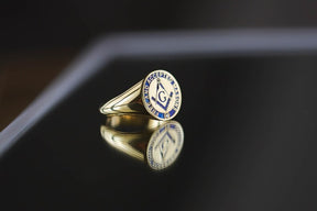 Master Mason Blue Lodge Ring - 10K To 18K Gold Free & Accepted Masons - Bricks Masons