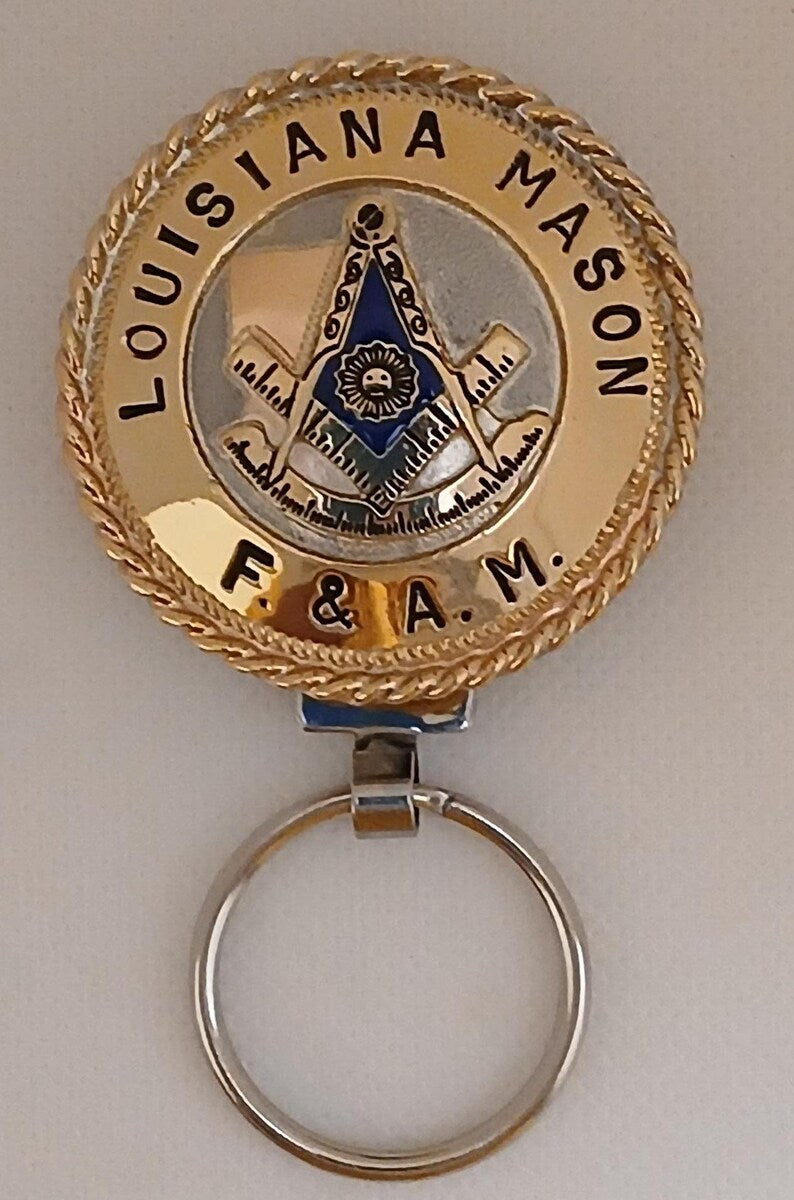 Past Master Blue Lodge Keychain - Gold & Blue Handcrafted Louisiana Mason - Bricks Masons