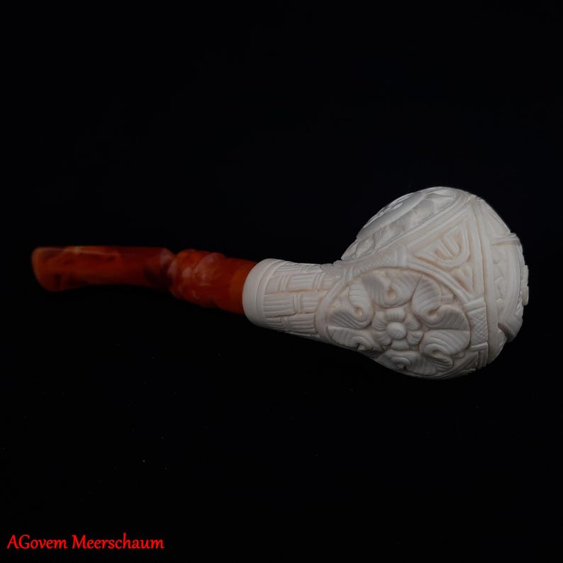 Master Mason Blue Lodge Meerschaum Pipe - Handmade With Square & Compass - Bricks Masons