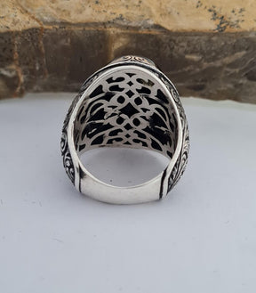 Master Mason Blue Lodge Ring - Handmade Sterling Silver Onyx - Bricks Masons