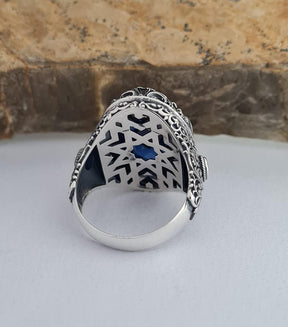 Master Mason Blue Lodge Ring - Blue Sapphire - Bricks Masons