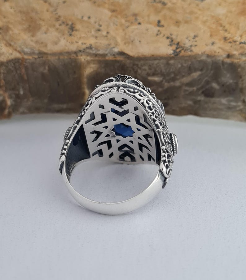 Master Mason Blue Lodge Ring - Blue Sapphire - Bricks Masons