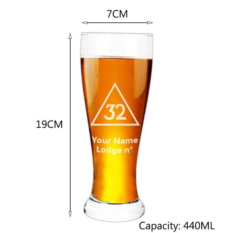 32nd Degree Scottish Rite Beer Glass - Various Shapes - Bricks Masons