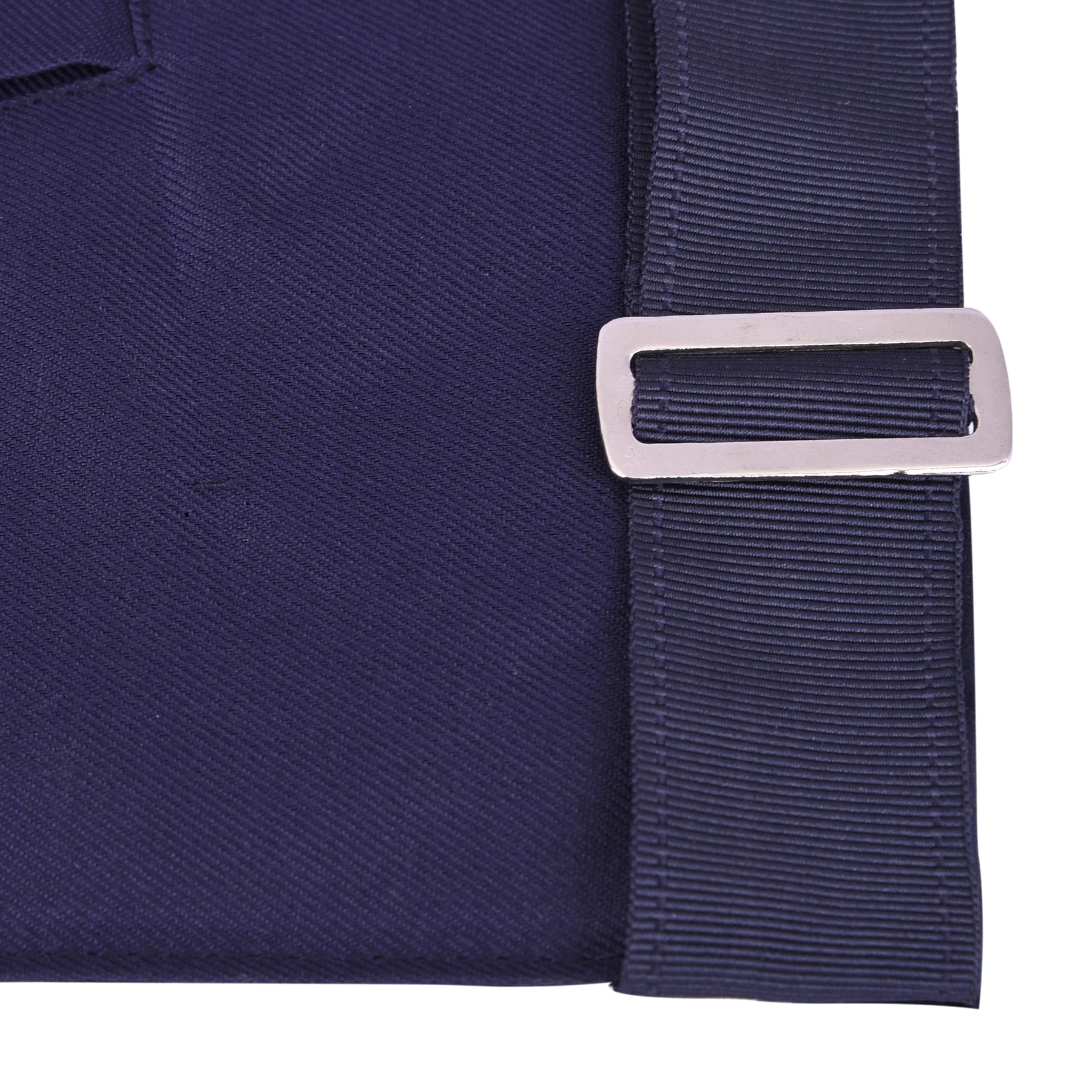 Junior Deacon Blue Lodge Officer Apron - Kenton Lodge Navy Velvet With Silver Embroidery Thread - Bricks Masons