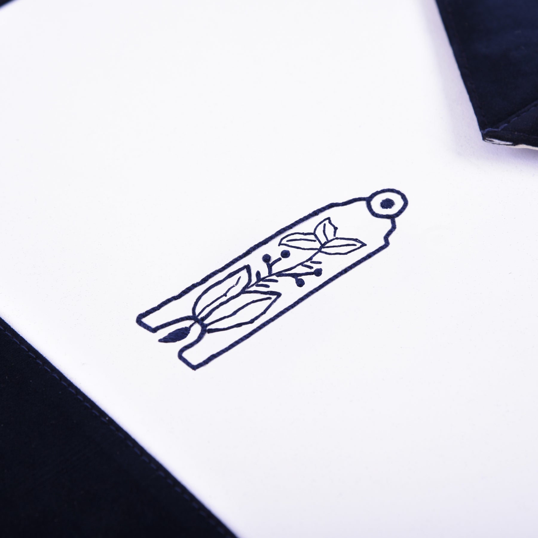 Junior Warden Blue Lodge Officer Apron -  Navy Velvet With Silver Embroidery Thread - Bricks Masons