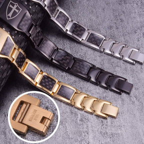 Knights Templar Bracelet - Carbon Fiber Magnetic (Black/Gold/Silver) - Bricks Masons