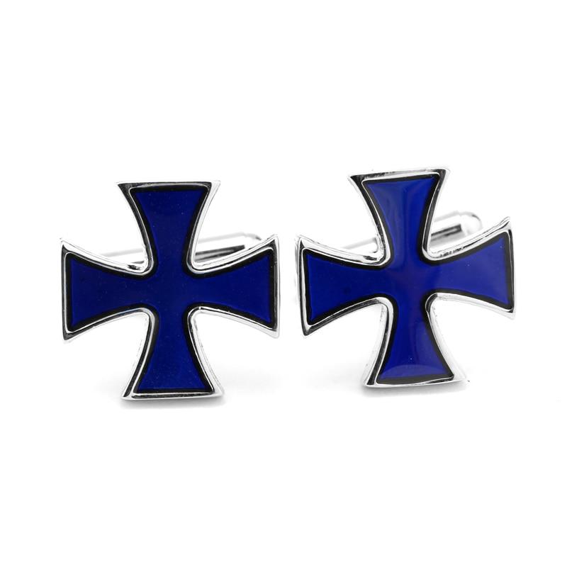 KNIGHTS TEMPLAR COMMANDERY CUFFLINK - BLUE ENAMEL CROSS - Bricks Masons