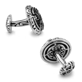 Knights Templar Cufflink - Electroplated Black Rhinestones Maltese Cross - Bricks Masons