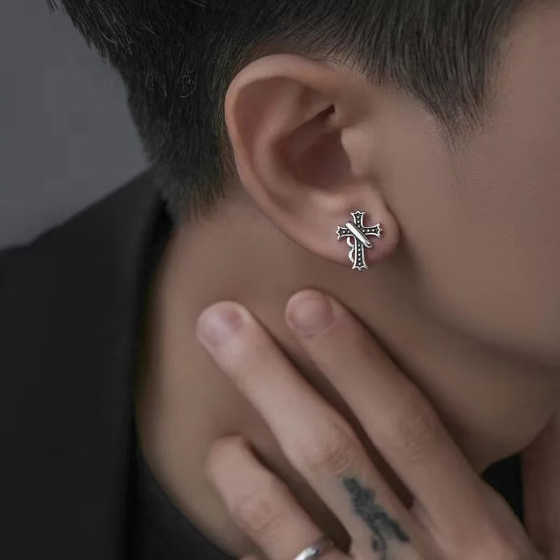 Knights Templar Earring - Cross Zinc Alloy - Bricks Masons