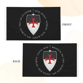 Knights Templar Flag - Crusader Motto And Cross Polyester - Bricks Masons