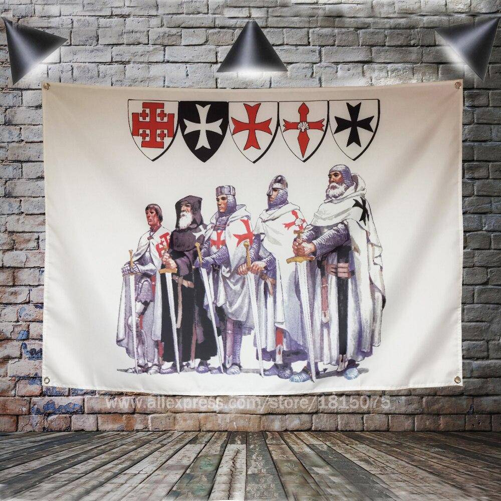 Knights Templar Flag - Warriors White - Bricks Masons