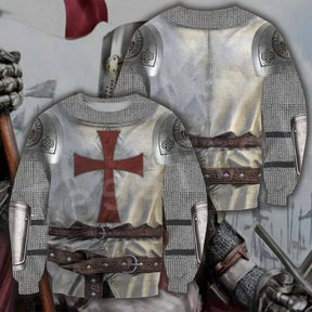 Knights Templar Hoodie - Casual Knight Templar Armor 3D Print Pullover - Bricks Masons