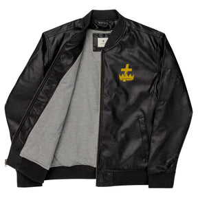 Knights Templar Jacket - Leather Golden Embroidery - Bricks Masons