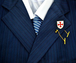 Knights Templar Lapel Pin - Red Cross White Shield - Bricks Masons
