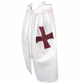 Knights Templar English Regulation Mantle - White with Maroon Cross - Bricks Masons