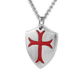 Knights Templar Necklace - Shield With Red Cross (Various Colors) - Bricks Masons