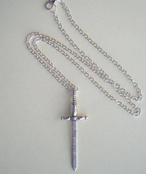 Knights Templar Necklace - Silver Sword Cross - Bricks Masons