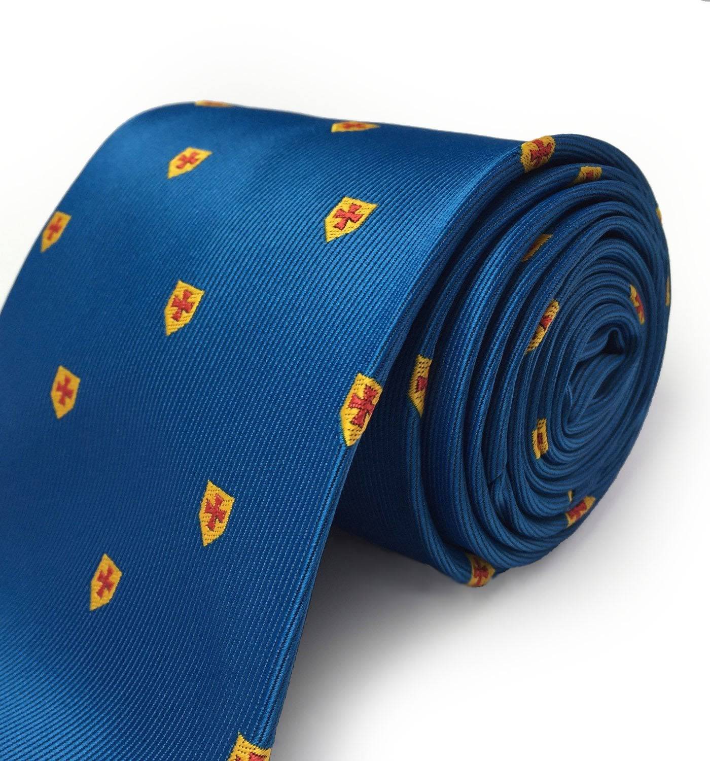 Knights Templar Commandery Necktie - Blue Machine Embroidery - Bricks Masons