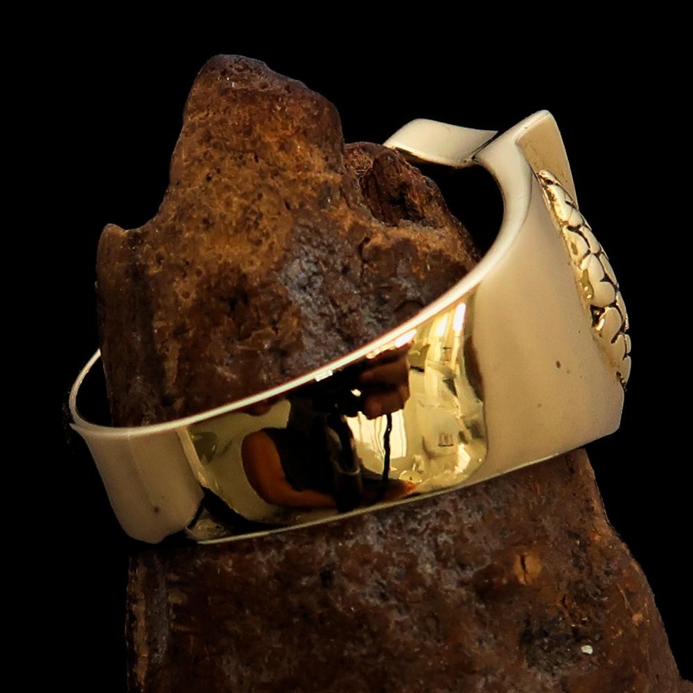 Knights Templar Ring - Brass Knight & Shield With Red Cross - Bricks Masons