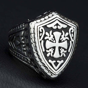 Knights Templar Ring - Cross Motif - Bricks Masons