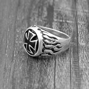 Knights Templar Ring - Fire Cross - Bricks Masons