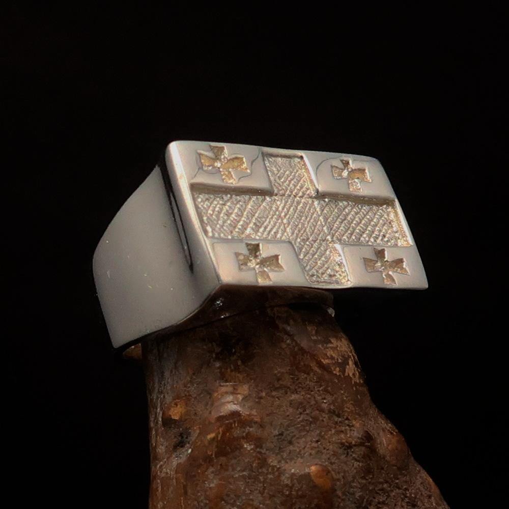 Knights Templar Ring - Flag of Georgia Sterling Silver - Bricks Masons